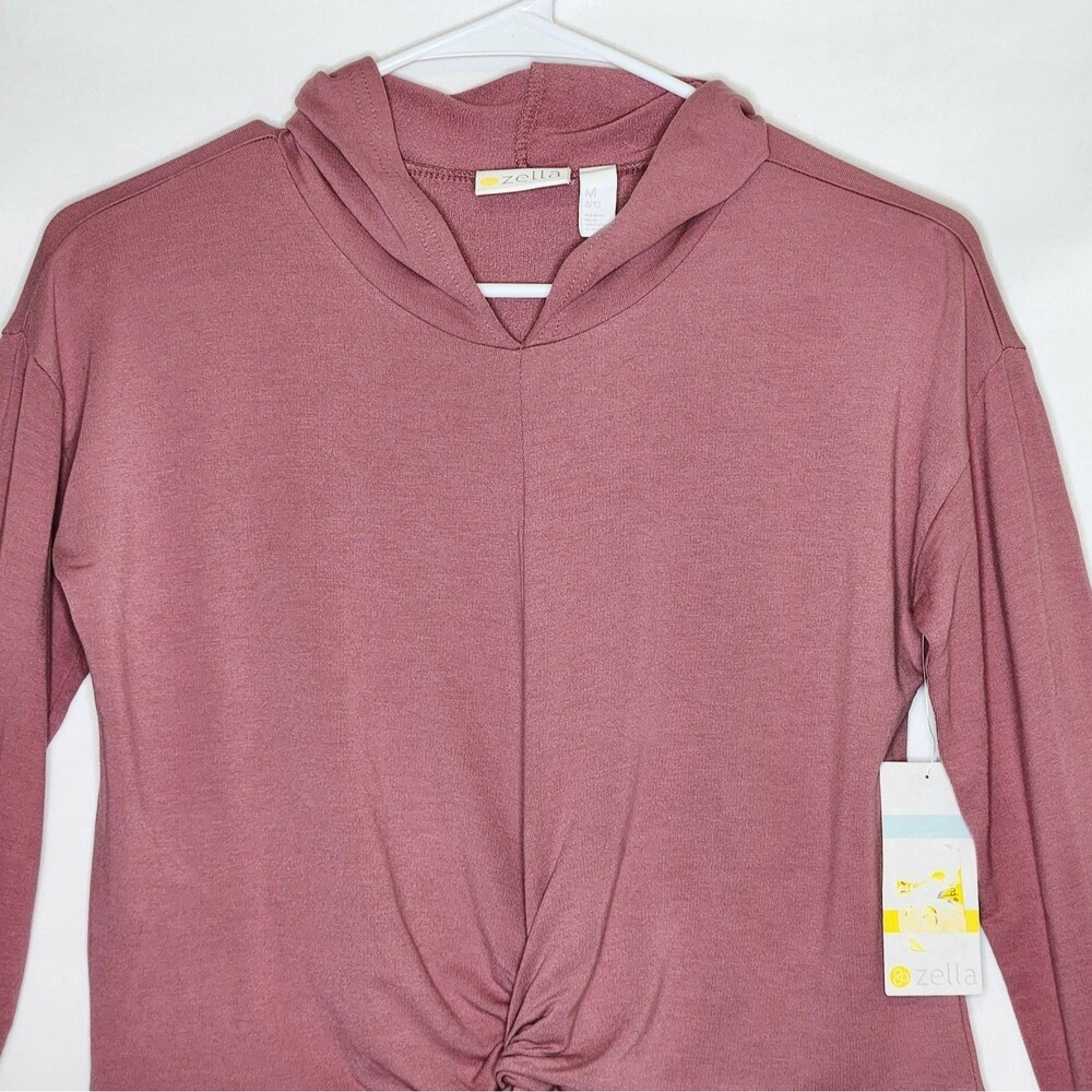 Zella Twist Front Mauve Pink Performance Activewear Hoodie Girls M 8/10 NWT - Picture 2 of 9